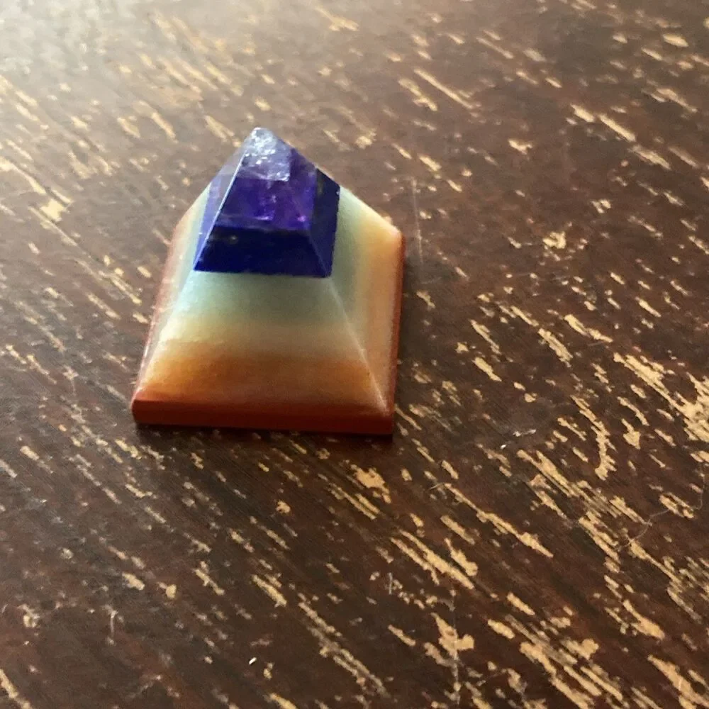7 Chakra Crystal Pyramid Multicolor Agate Stone Worry Love Energy Healing